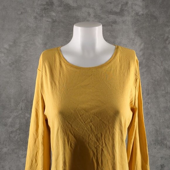 NWT CHARTER CLUB Women Top L(12-14) 100% Pima Cotton Yellow Pullover - Picture 2 of 10